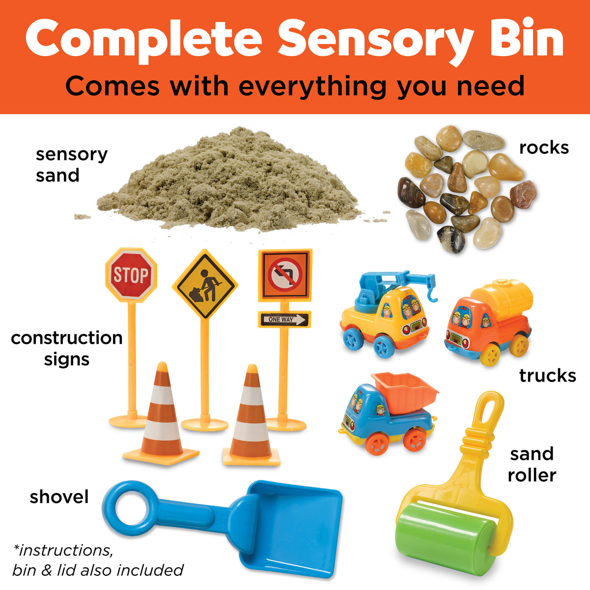 Sensory Bin Construction Zone Activity Bin for Kids