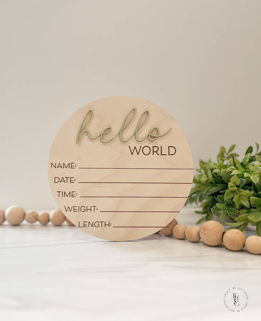 Wooden Hello World sign ￼