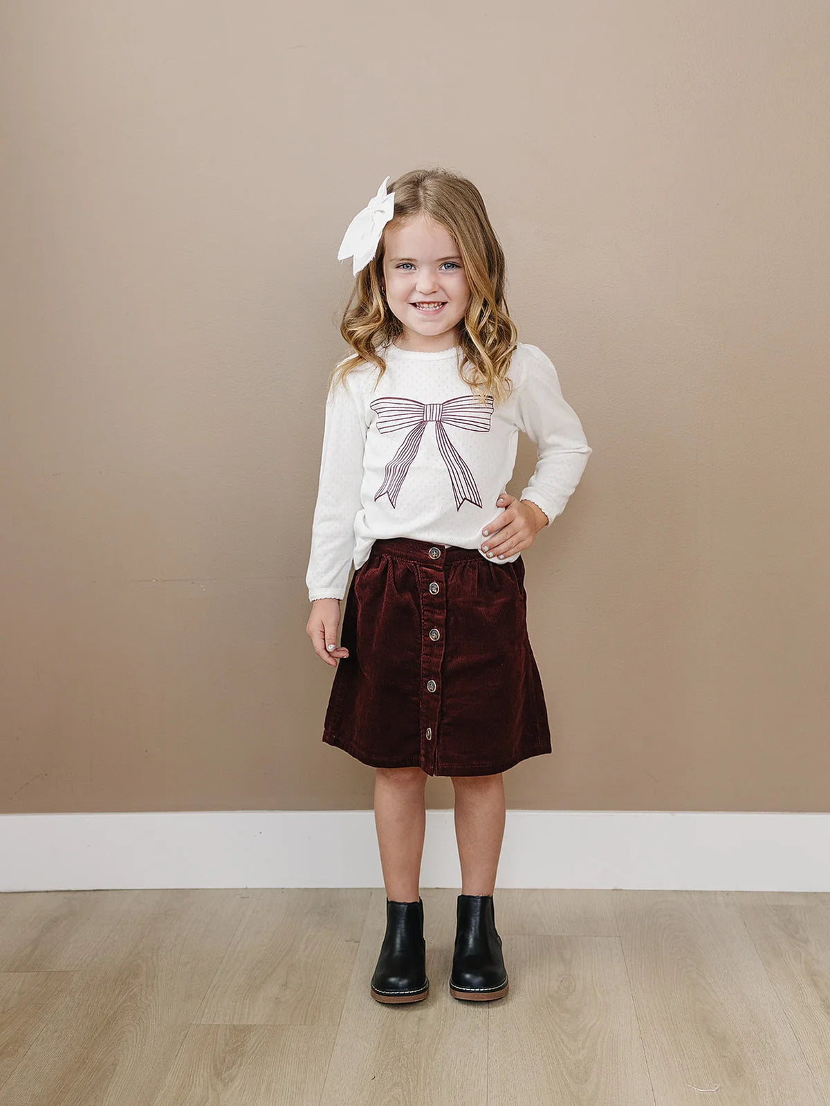Bow Pointelle Long Sleeve Tee