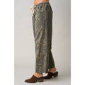 LEOPARD PRINT WASHED ELASTIC WAIST BARREL PANTS