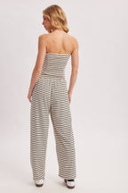 STRIPED KNIT TUBE AND WIDE PANTS SET
