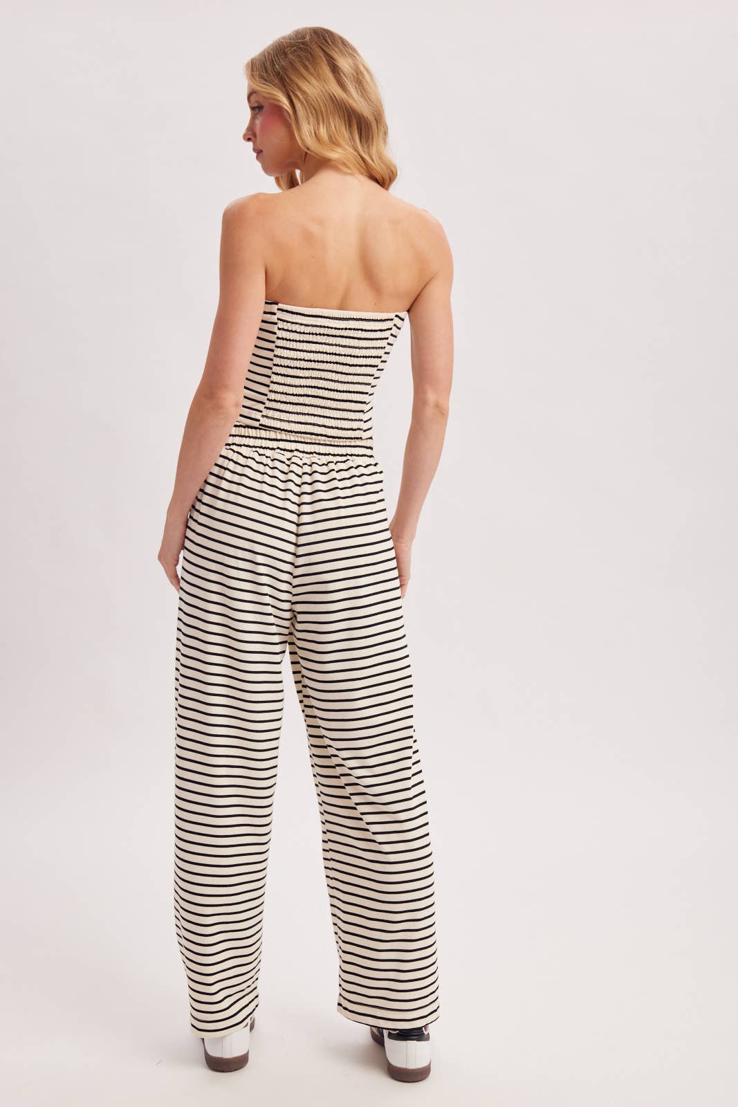 STRIPED KNIT TUBE AND WIDE PANTS SET