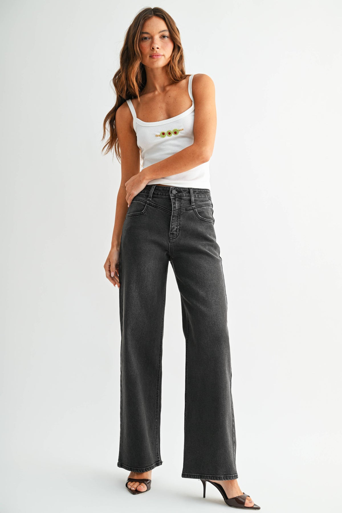 Front Detail Clean Hem Straight - WASHED BLACK