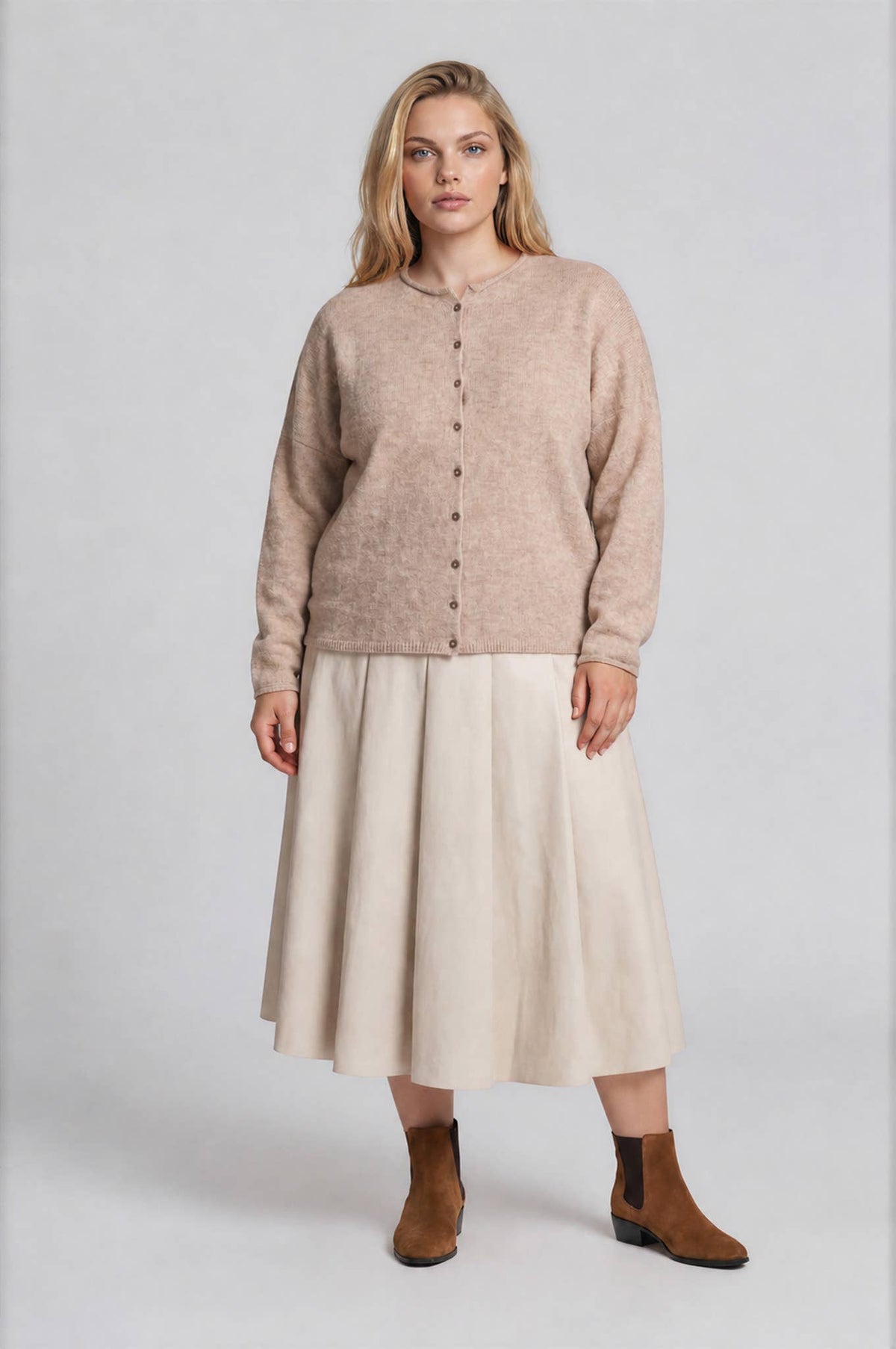PLUS LIGHTWEIGHT BUTTON DOWN KNIT CARDIGAN