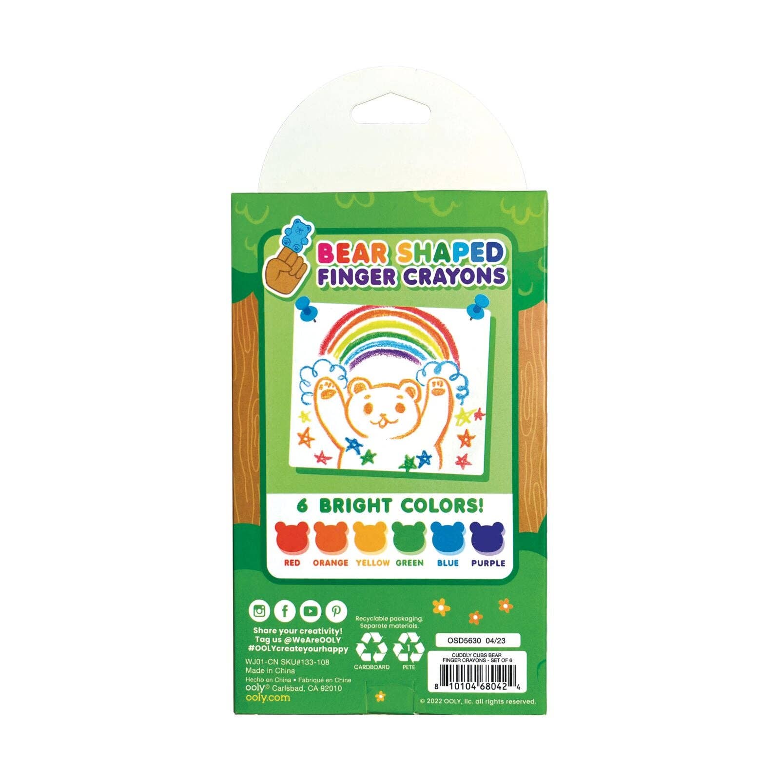 Cuddly Cubs: Bear Finger Crayons (Set of 6)