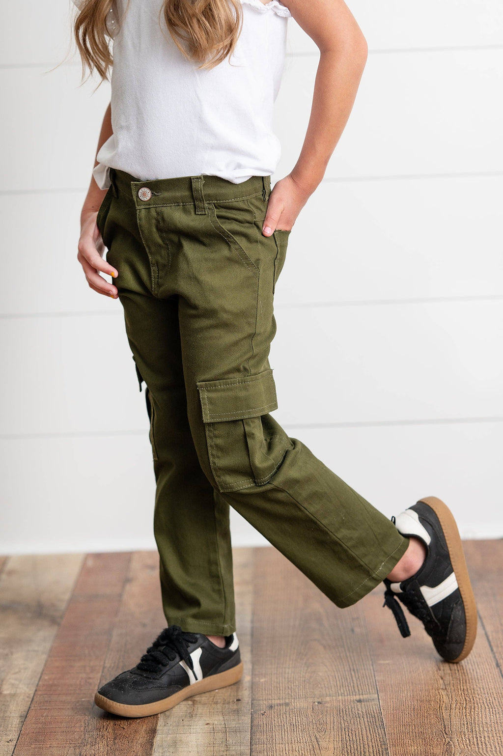 Olive Green Denim Cargo Pants