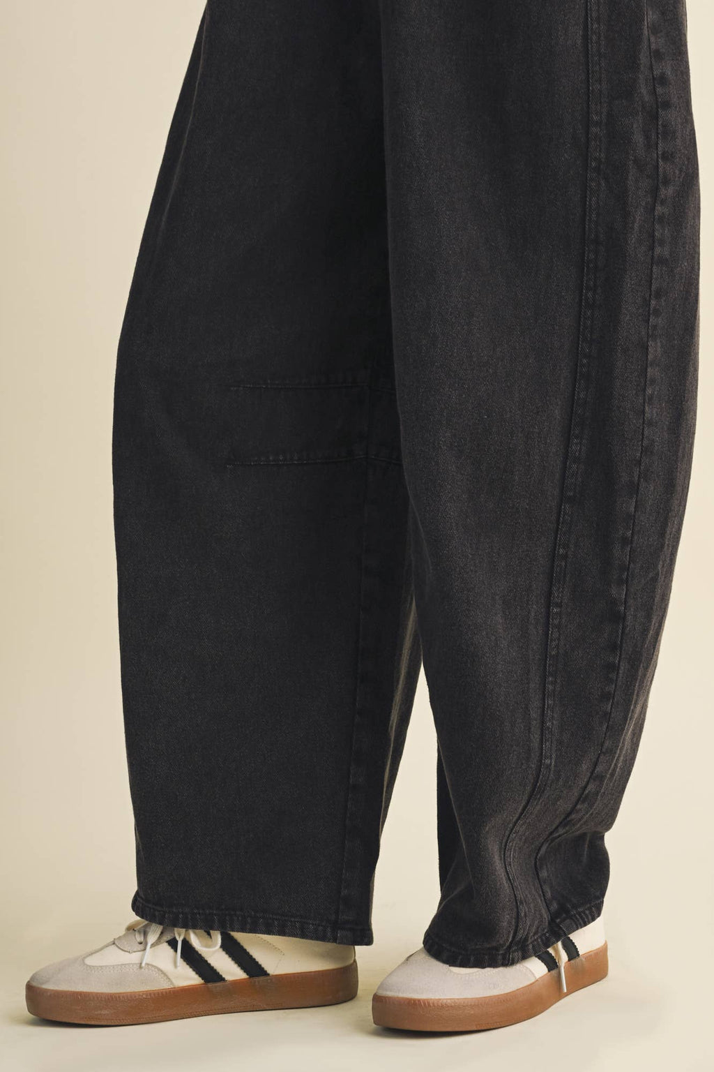 Vintage-Washed Twill Wide-Leg Overall