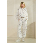 Printed Bubble Hem Knit Hoodie
