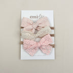 Bow Headbands & Clips | Set of 3 - Vintage Blush/Ivory Lace
