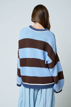OVERSIZED STRIPE CREW NECK LONG SLEEVE SWEATER