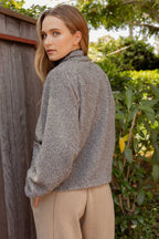 CONTRAST FLEECE SNAP BUTTON JACKET