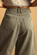 PINSTRIPED PATTERN BARREL PANTS