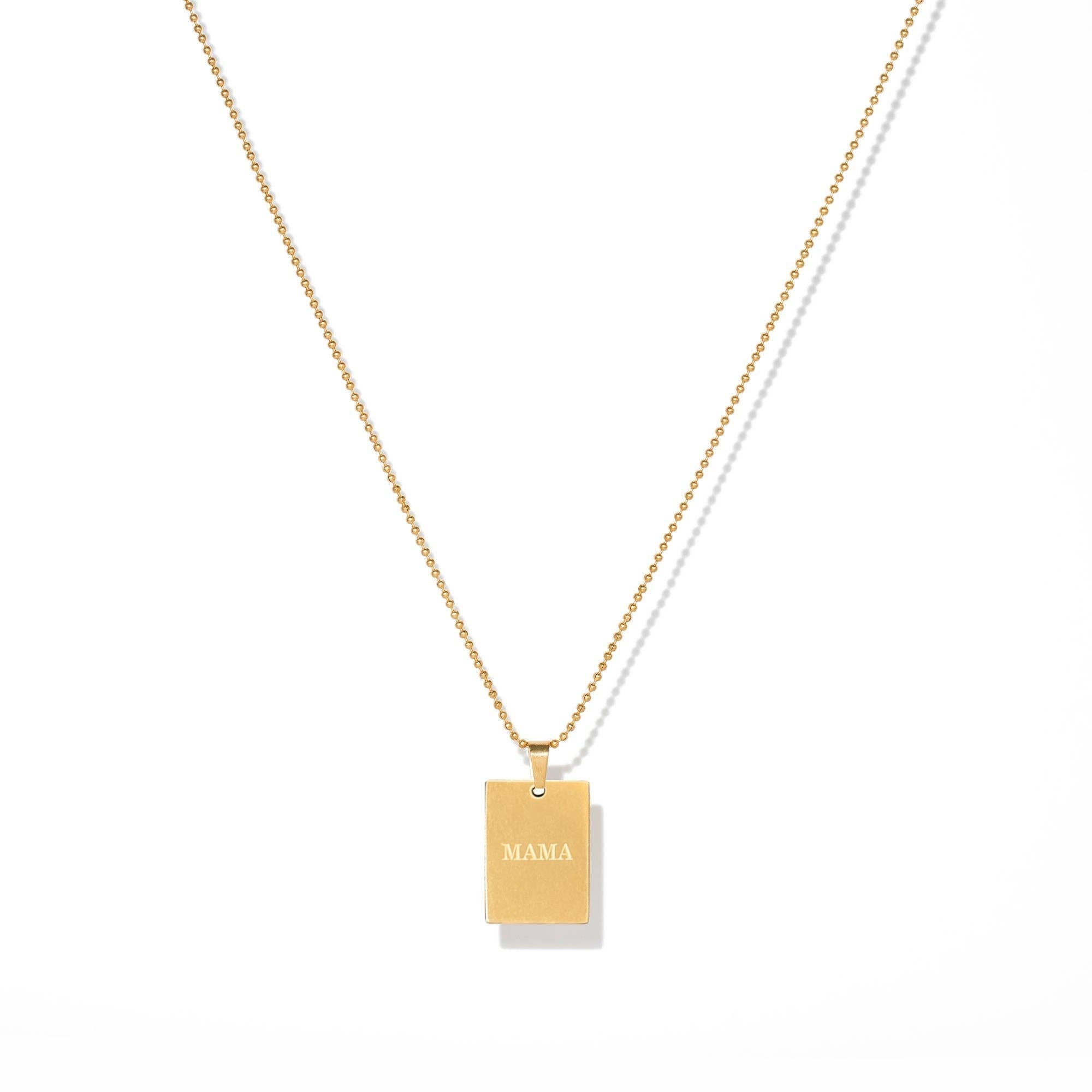 Waterproof Gold Mama Tag Pendant Necklace