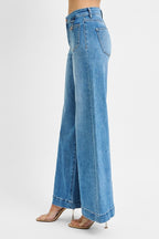Wide front patch pocket jeans