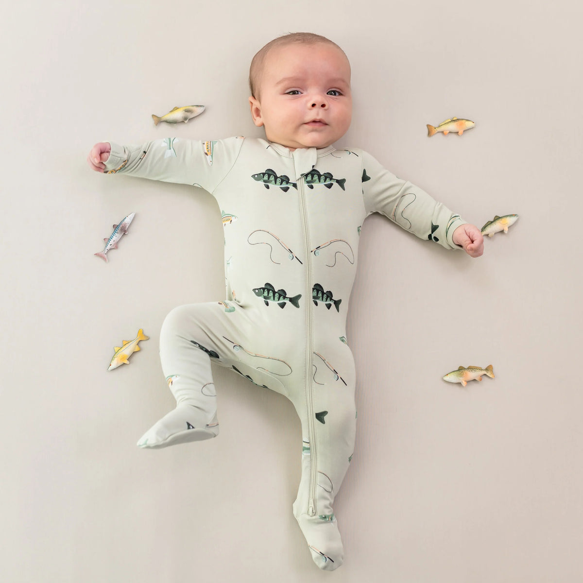 Zippered Footie in Fishing (Kyte baby )