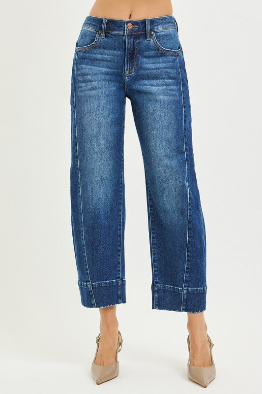 Slouchy cropped barrel jeans
