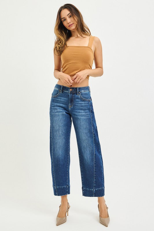Slouchy cropped barrel jeans