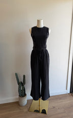 Mineral Washed Sleeveless Top & Wide Leg Pants Set