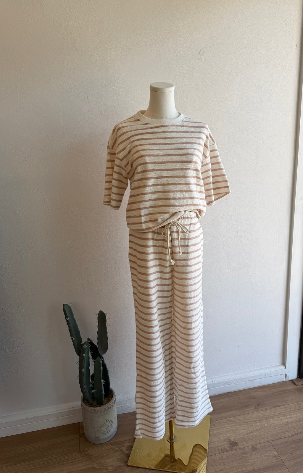 Striped Loop Terry Wide-Leg SET