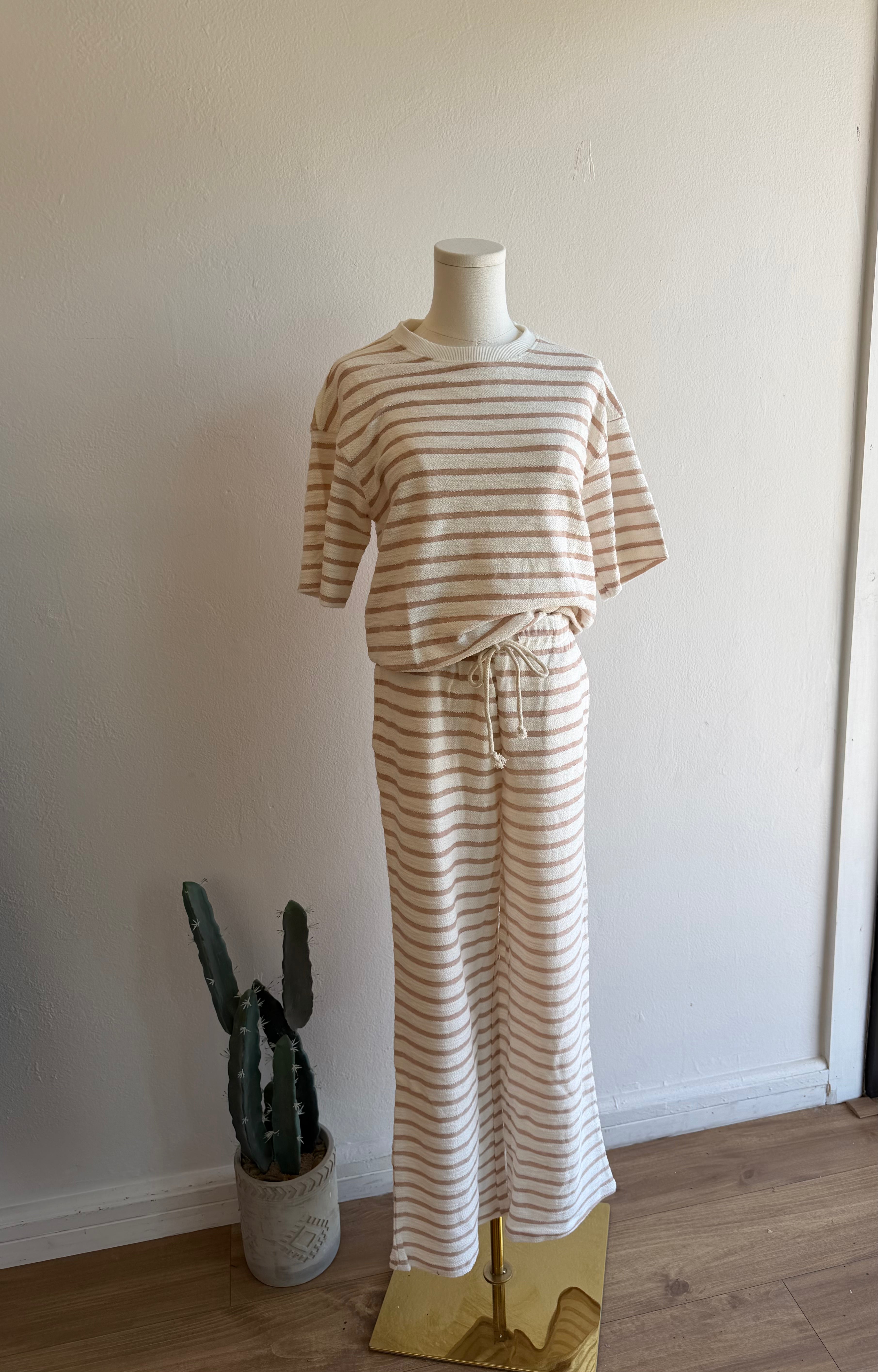 Striped Loop Terry Wide-Leg SET