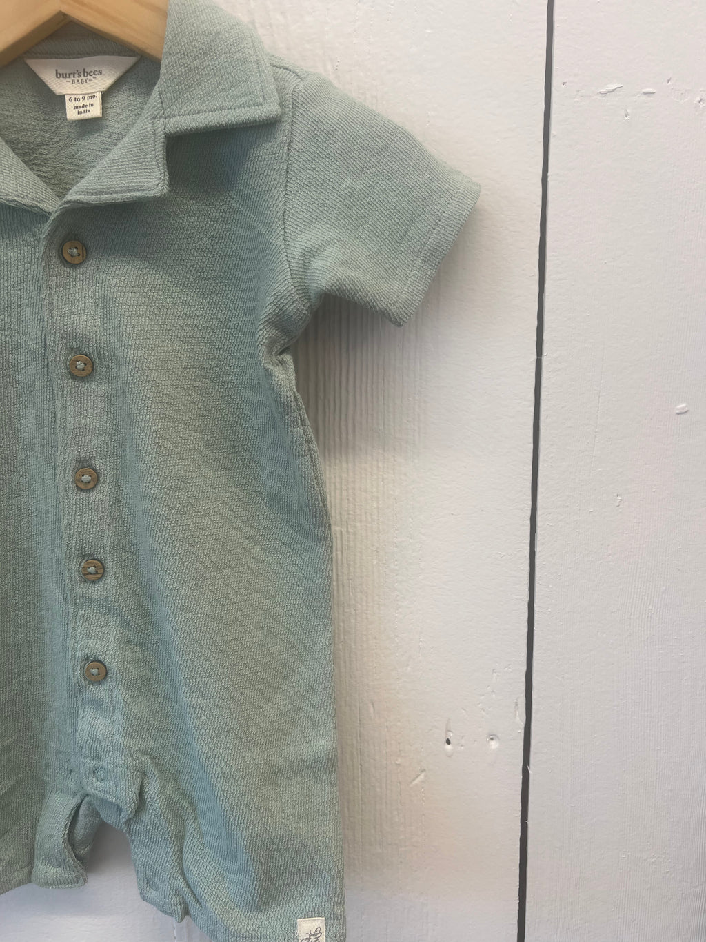 textured knit baby boy romper