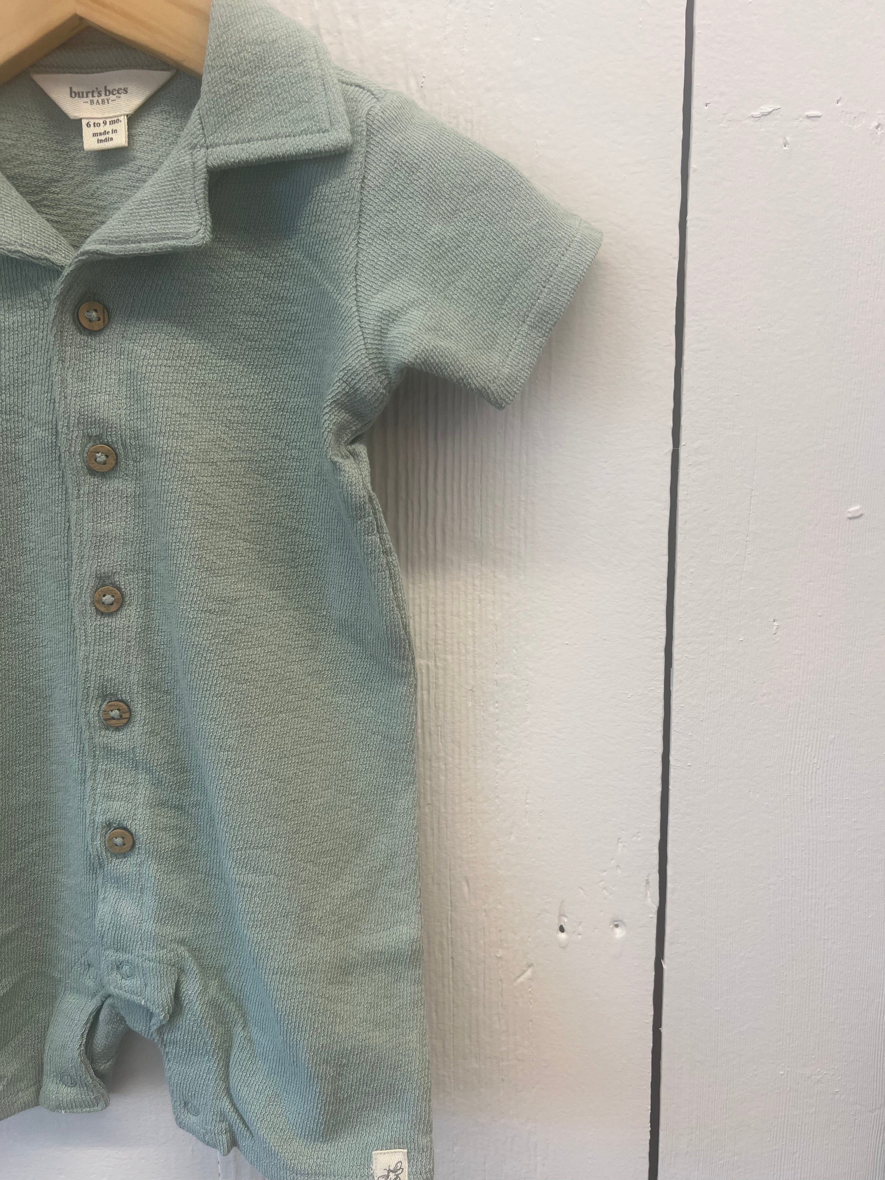 textured knit baby boy romper