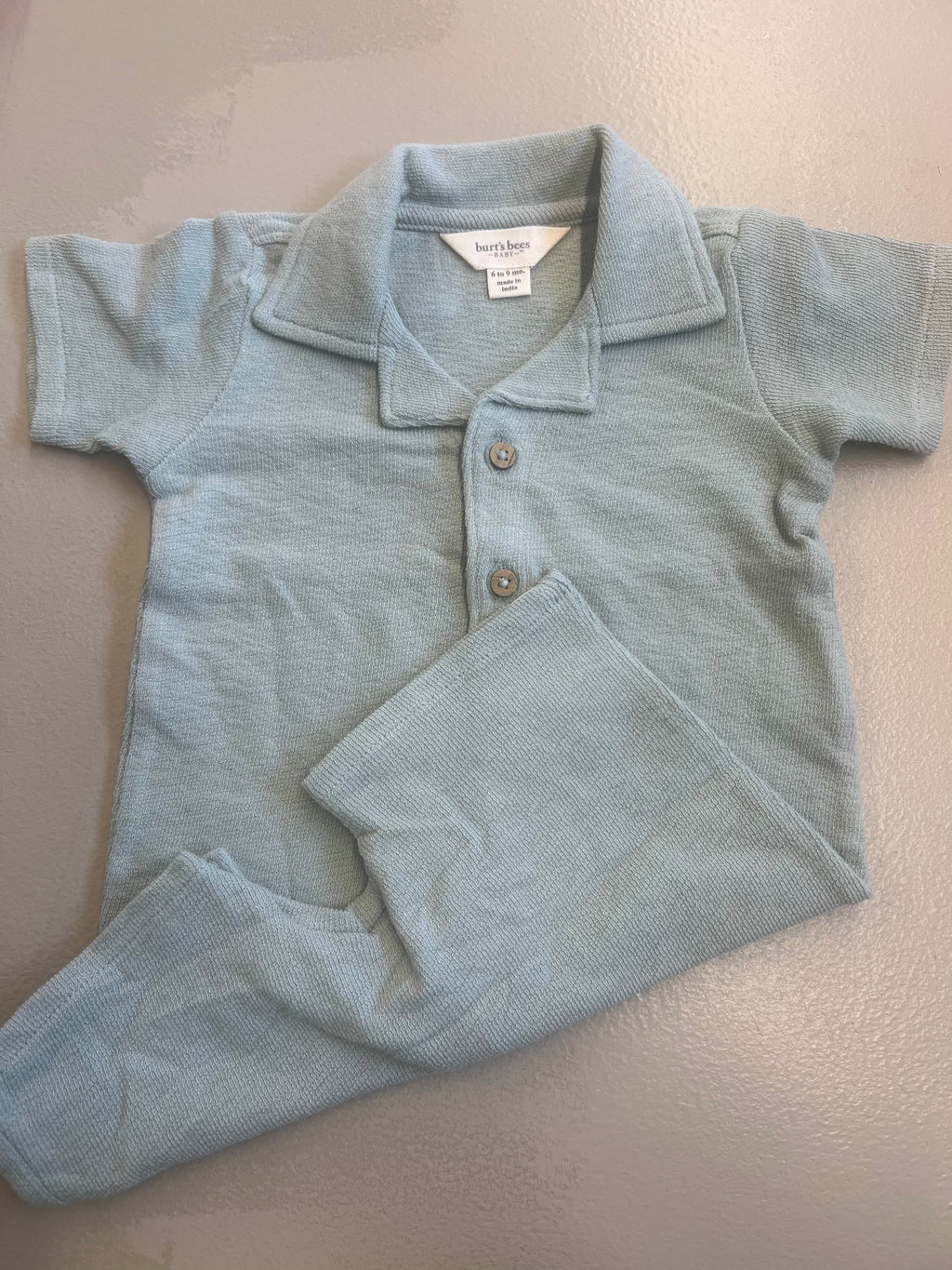 textured knit baby boy romper
