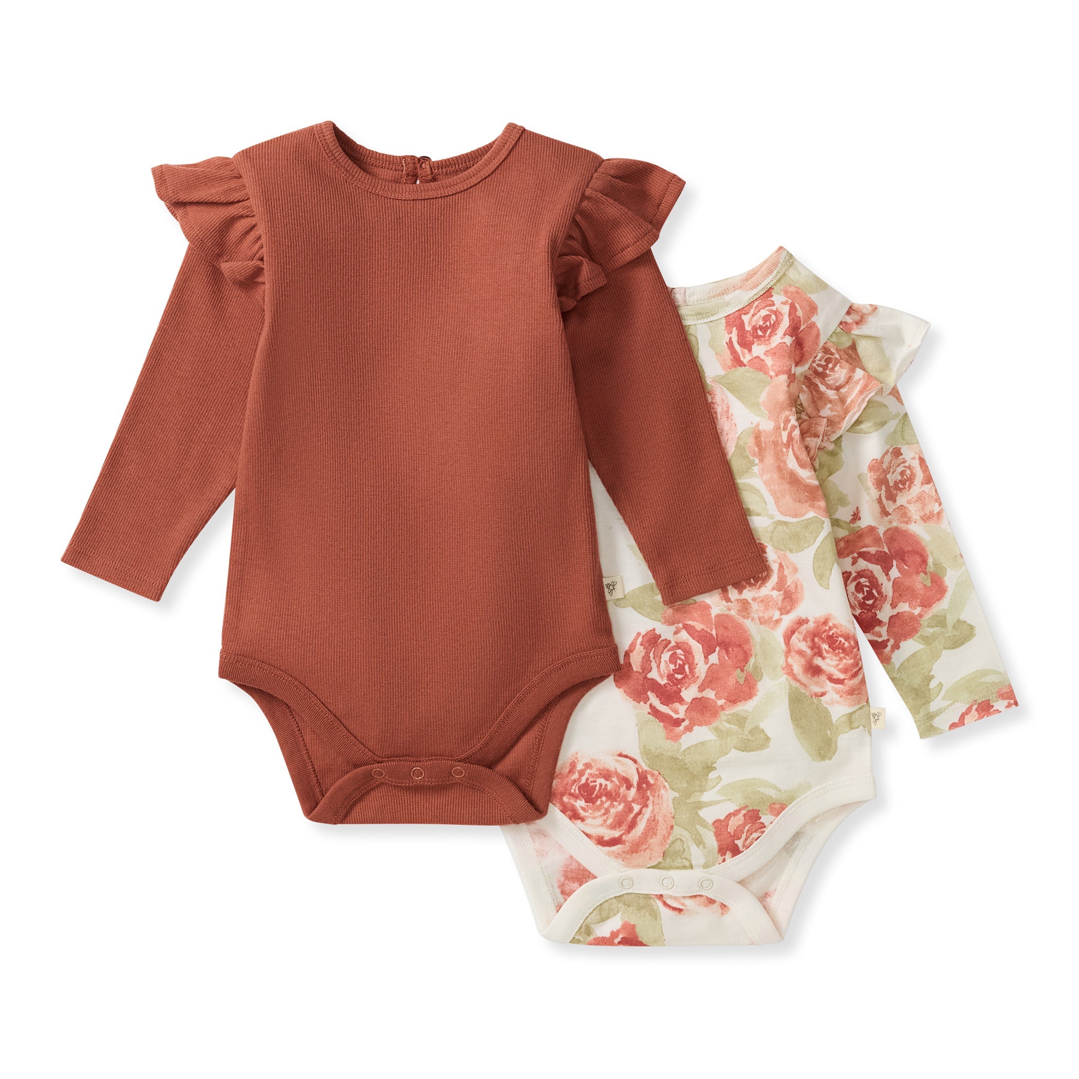 autumn rose baby girl bodysuits (2 pack)