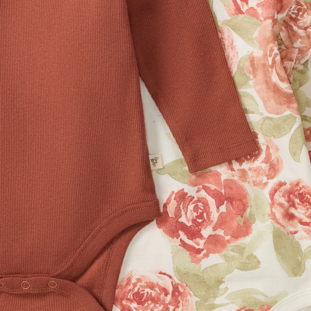 autumn rose baby girl bodysuits (2 pack)