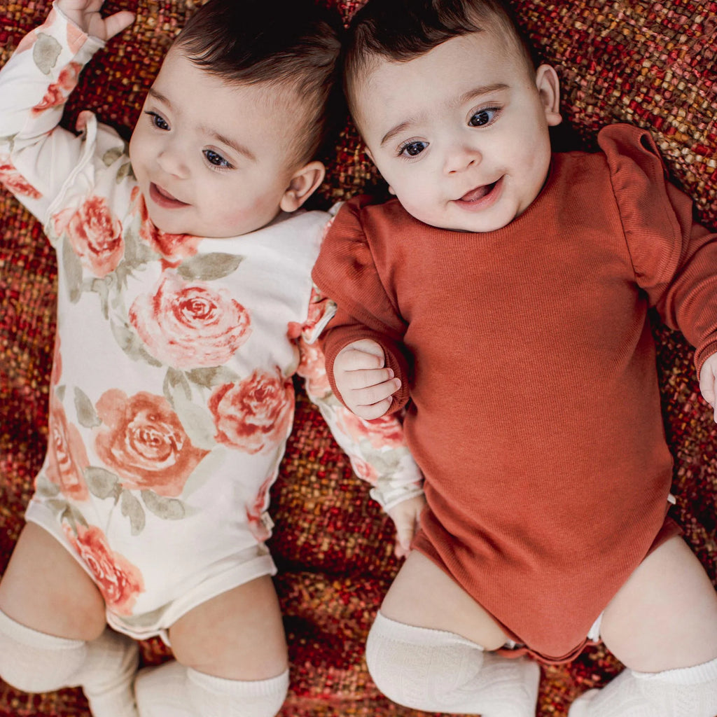 autumn rose baby girl bodysuits (2 pack)