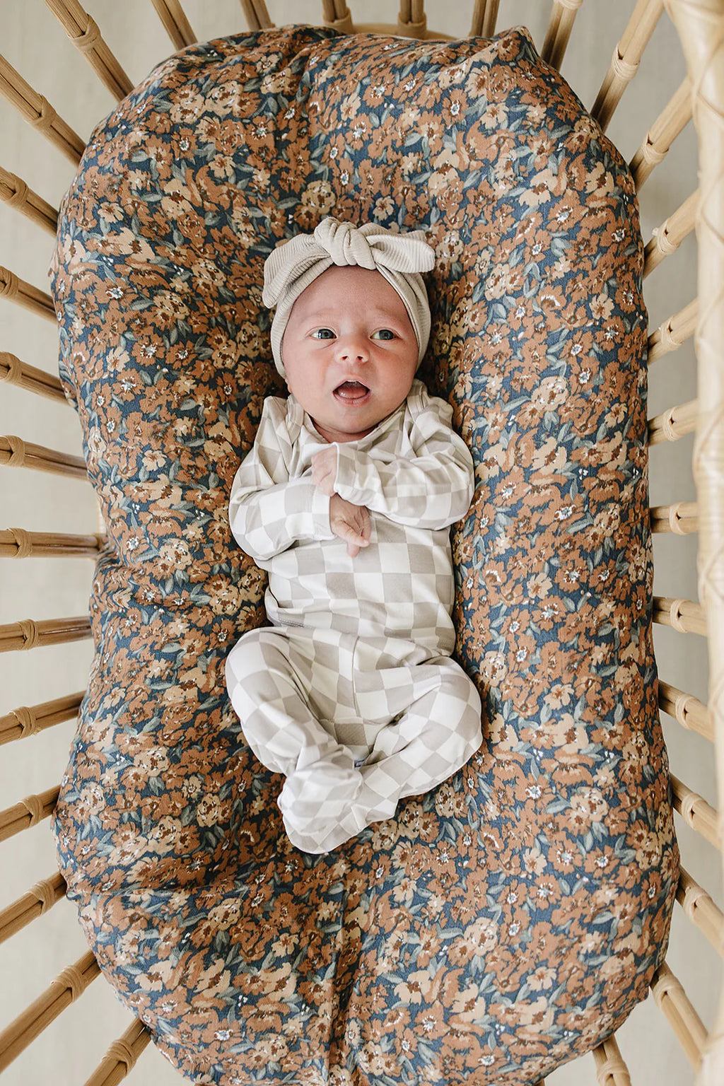Taupe Checkered Bamboo Layette Set