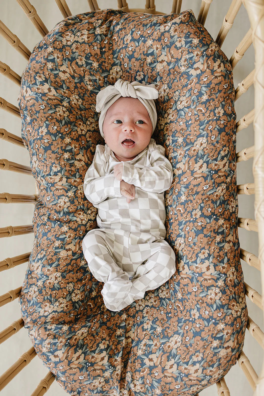 Taupe Checkered Bamboo Layette Set