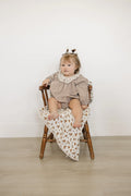 Camel Gingham Lace Bubble Romper