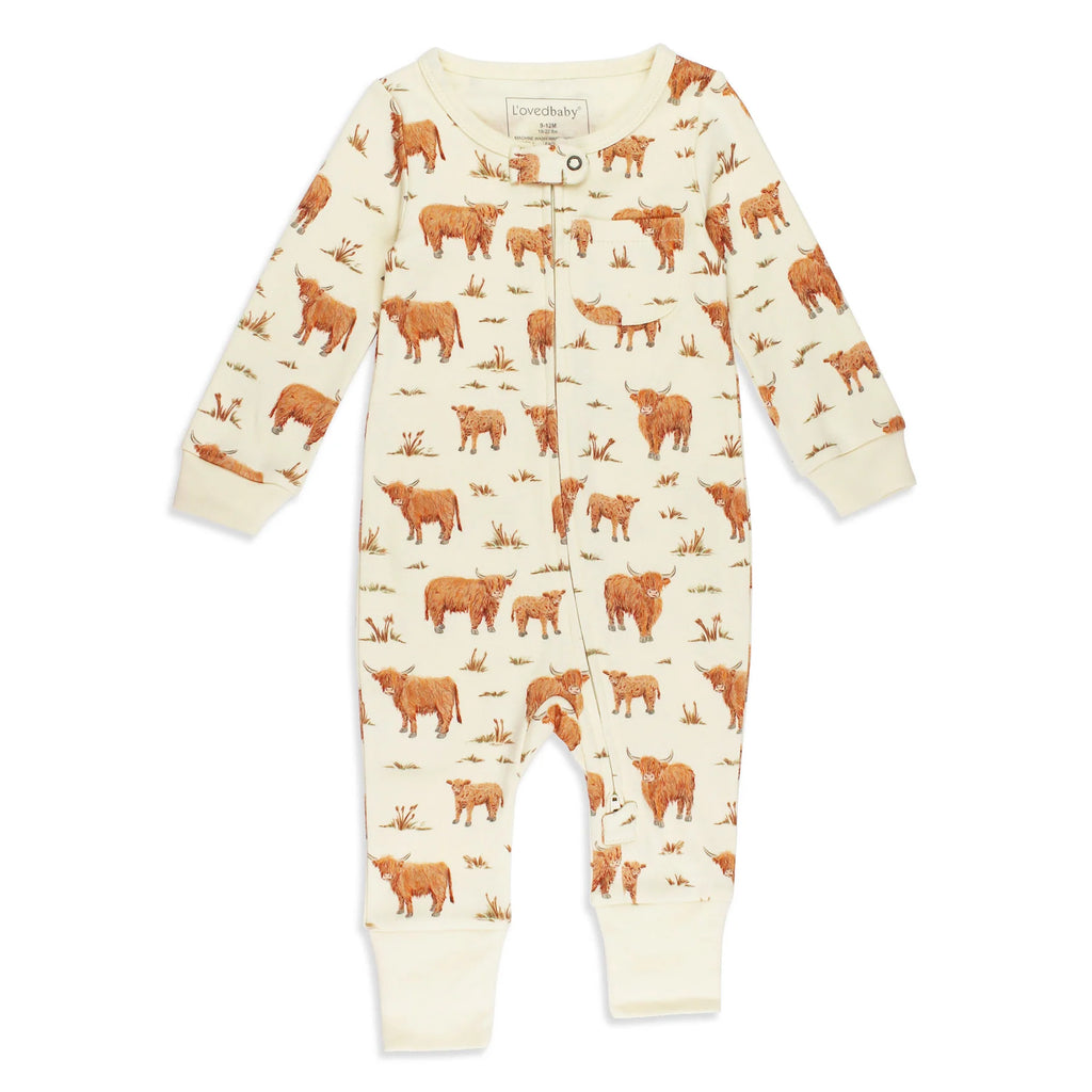 Highland Cow | Organic Zipper Romper