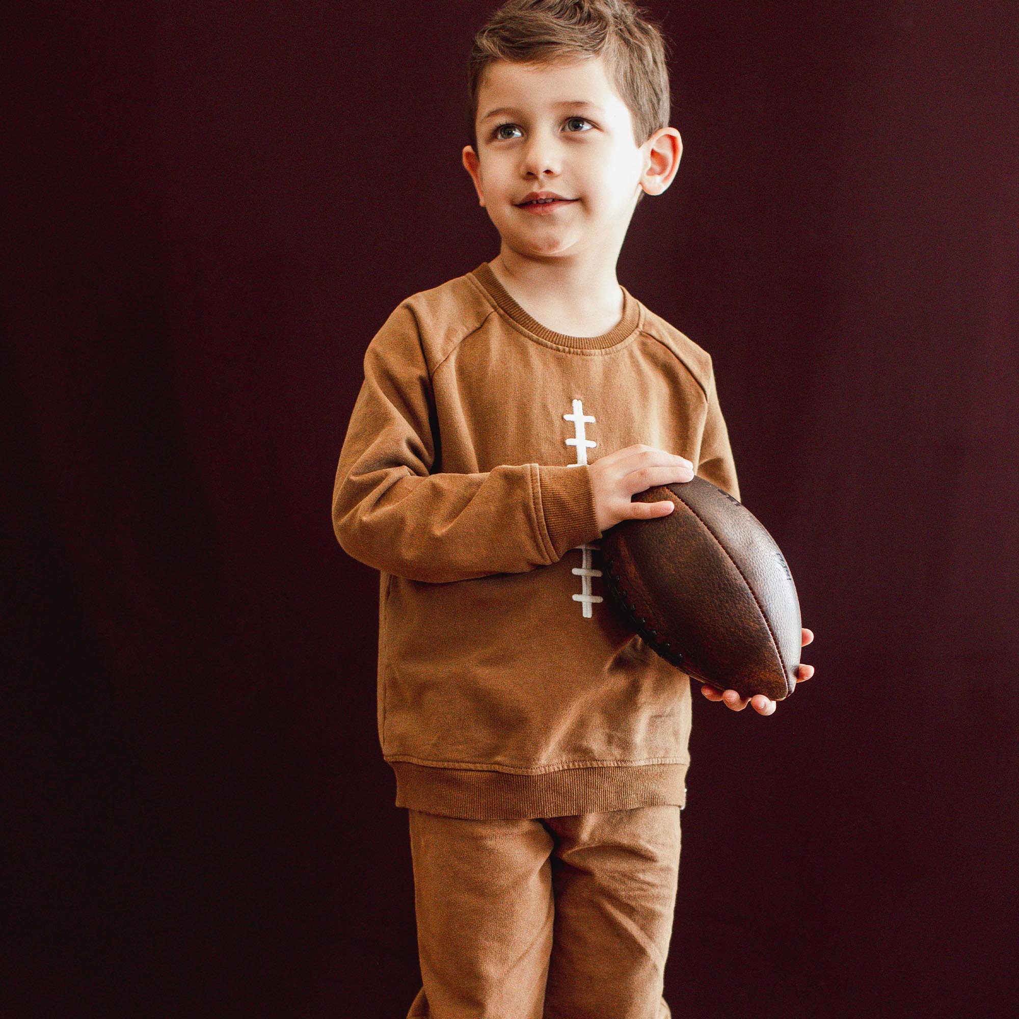 vintage wash football sweatshirt set