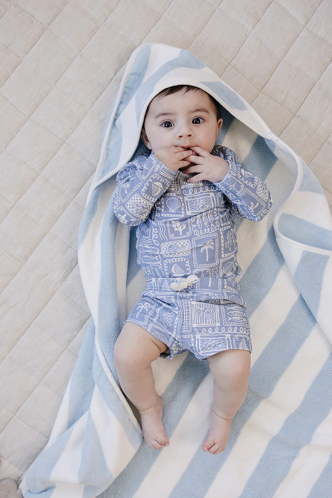 Blue Beach Long Sleeve Swim Set