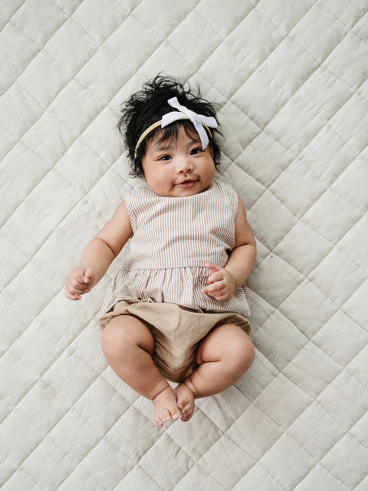 Tan Stripes Peplum Set