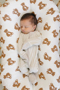 Taupe Stripe Ribbed Bamboo Zipper