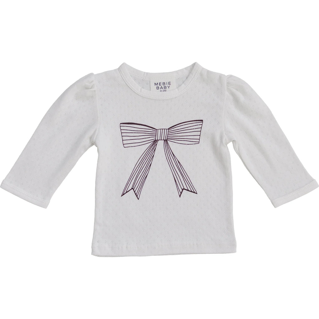 Bow Pointelle Long Sleeve Tee
