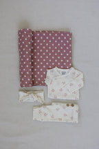 Pink Floral Pointelle Layette Set