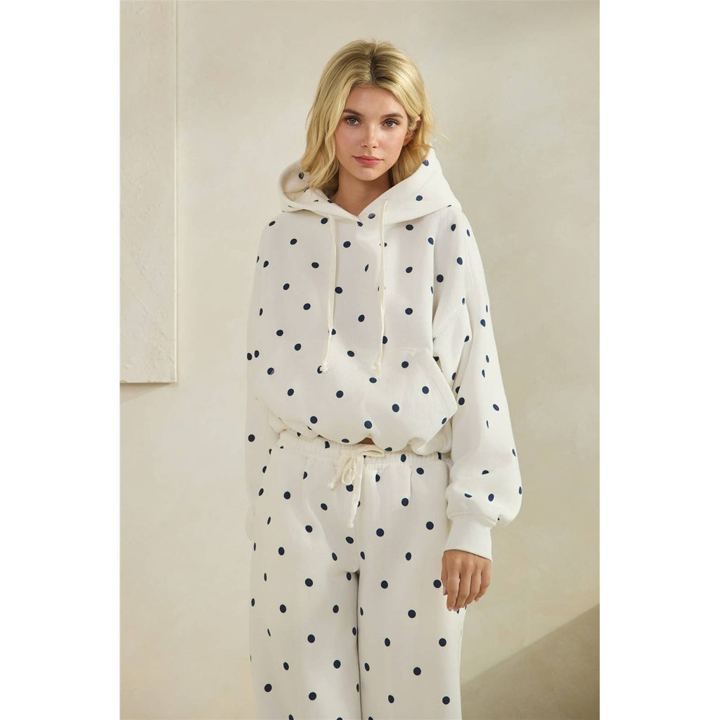 Printed Bubble Hem Knit Hoodie