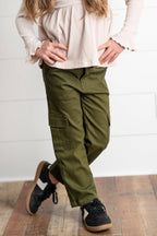 Olive Green Denim Cargo Pants