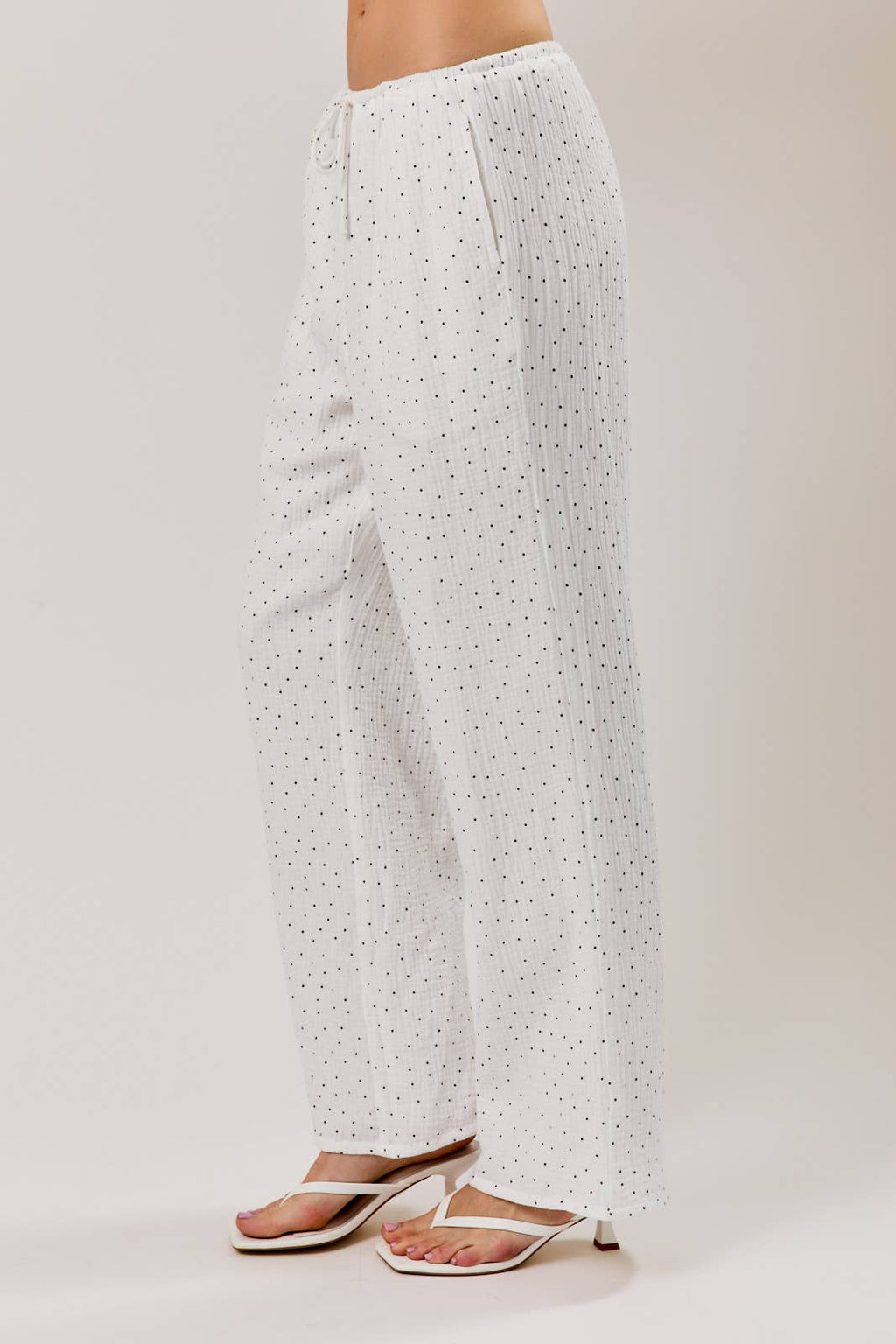 DRAW STRING WAIST EYELET PANTS