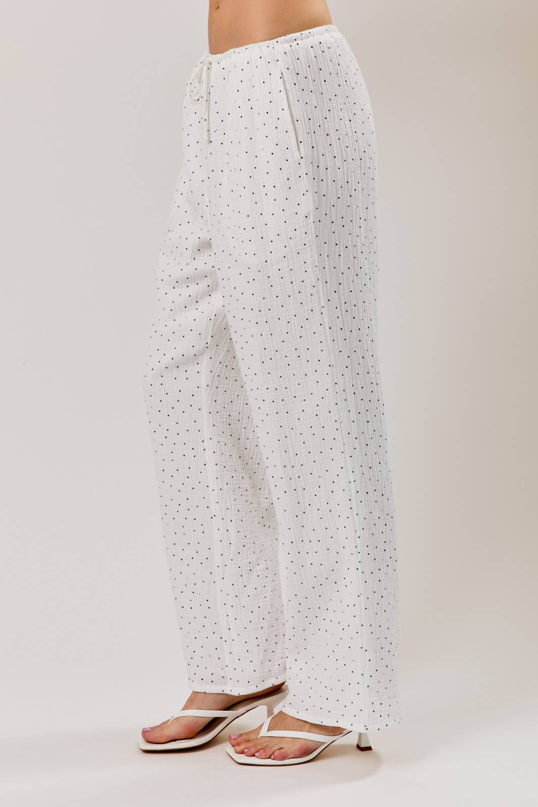 DRAW STRING WAIST EYELET PANTS