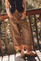 Plus Leopard Print Cropped Wide-leg Pants