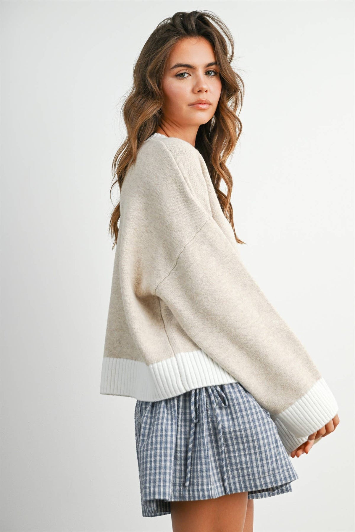 Cozy Contrast Trim Sweater