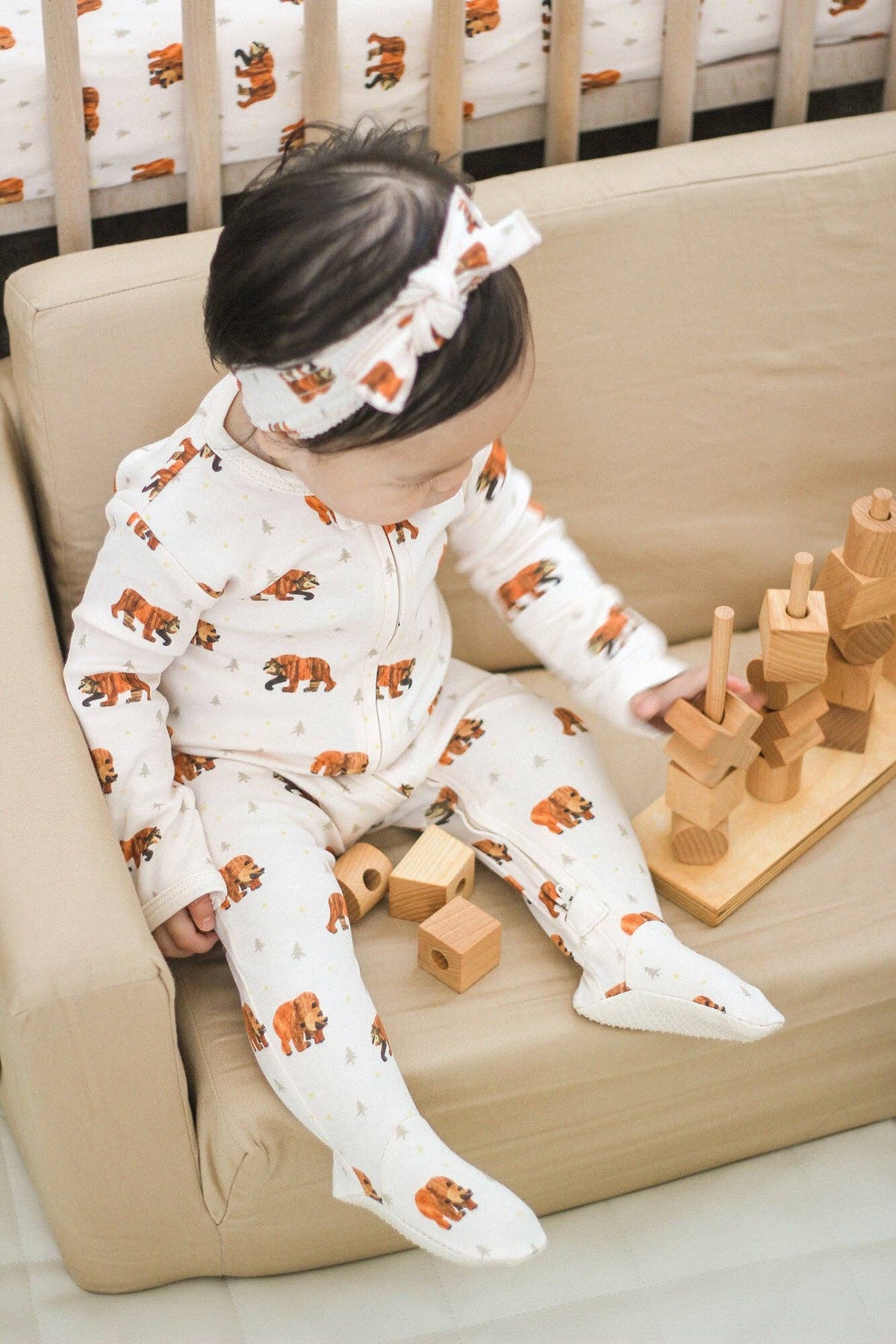 Brown Bear | Organic Zipper Footie
