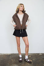 SCULPTED PANEL QUILTED MOCK NECK PUFFER VEST