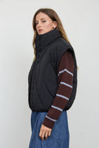 SCULPTED PANEL QUILTED MOCK NECK PUFFER VEST