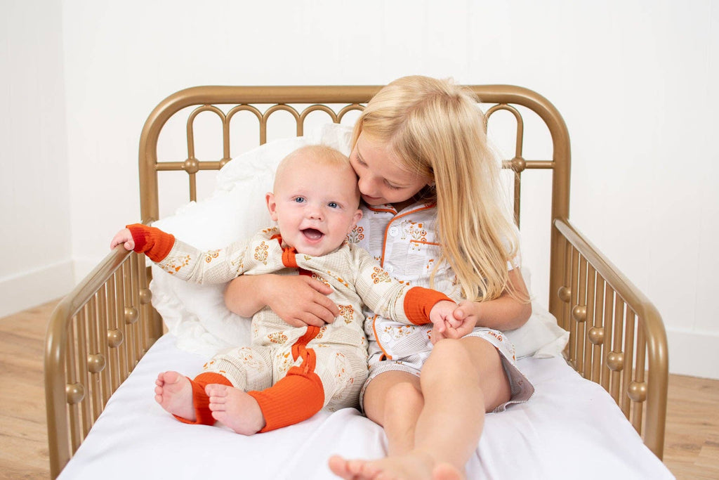 Farm Folk Floral Ribbed Cotton Baby Zippy